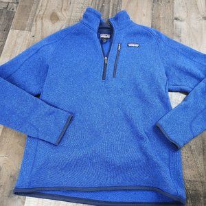 Womens Patagonia Better Sweater size L Large Blue 1/4 Zip Fleece Pullover